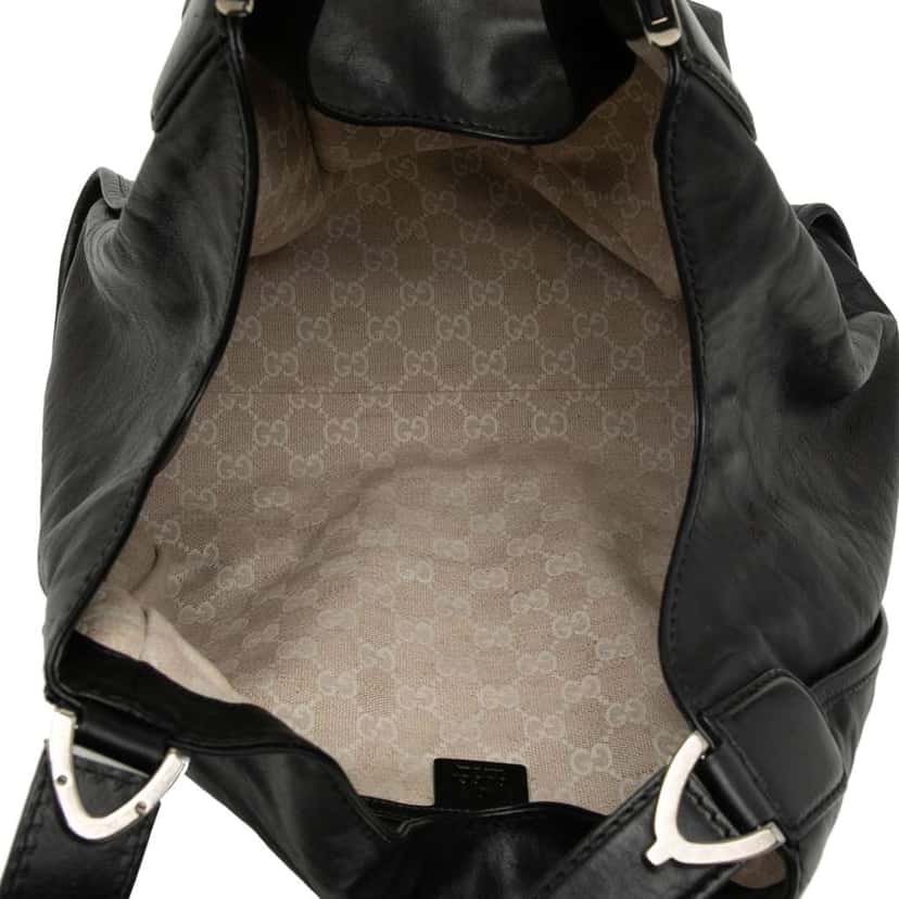 Gucci Nubuck Soft Stirrup Tote Black Leather Good condition - Model View