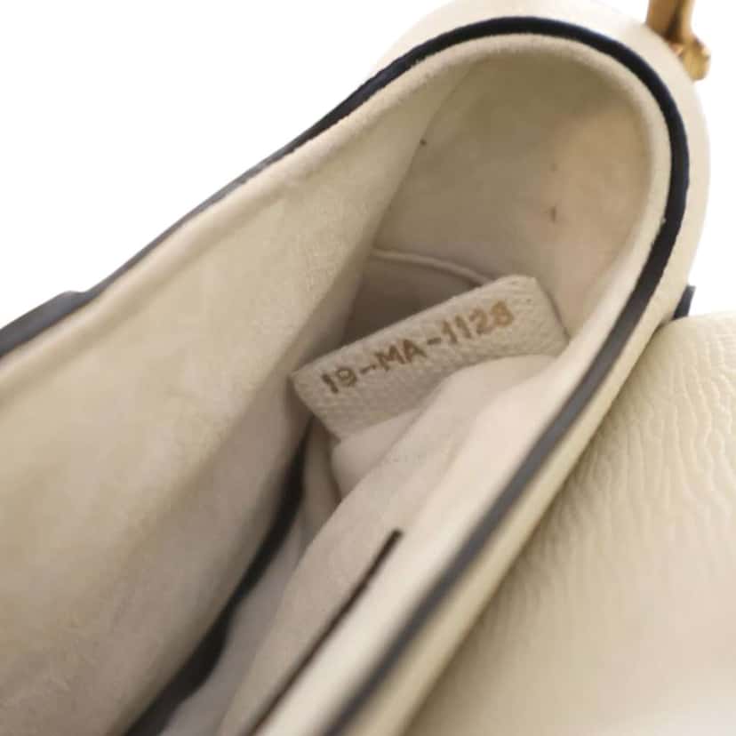 Dior Mini Grained Calfskin Saddle Bag White Leather Good condition - Box View