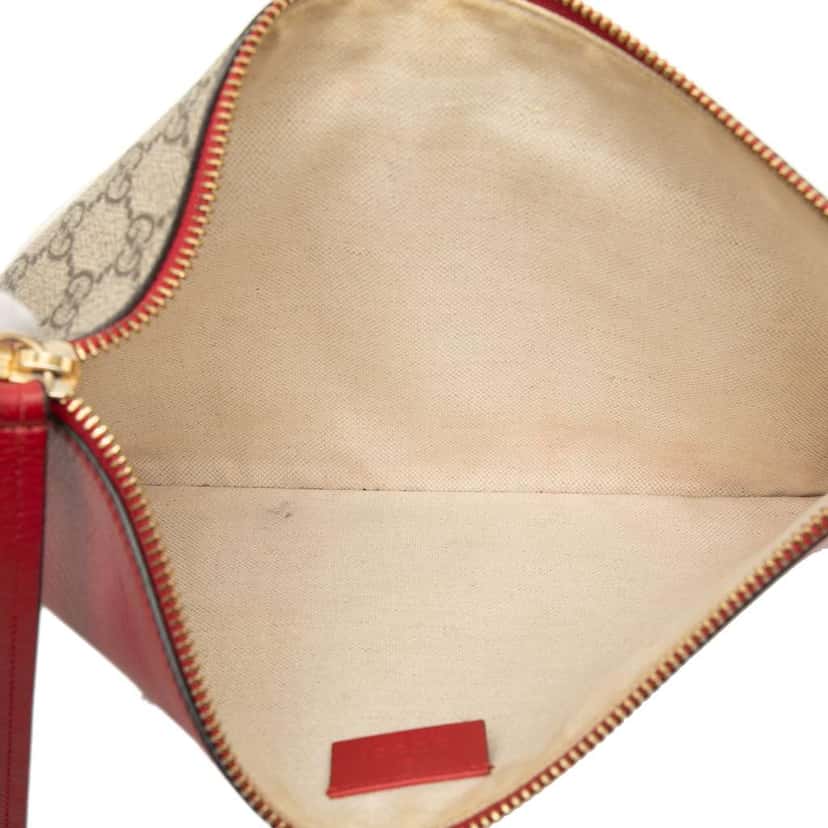 Gucci GG Supreme Rainbow Love Patch Clutch Brown Canvas Good condition - Model View