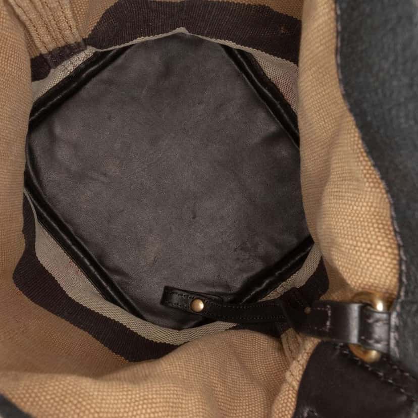 Burberry Mini Mega Check Canvas Ashby Tassel Bucket Bag Brown Canvas Good condition - Model View