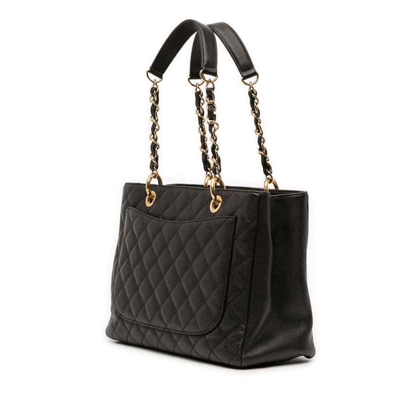 Chanel Caviar Grand Shopping Tote Black Leather Good condition - Back View