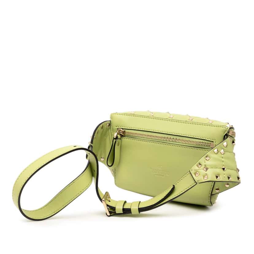 Valentino Nappa Rockstud Spike Belt Bag Green Leather Very good condition - Back View