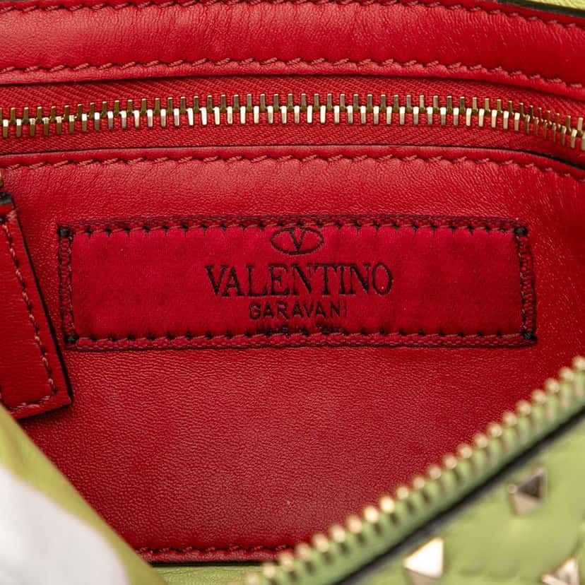 Valentino Nappa Rockstud Spike Belt Bag Green Leather Very good condition - Box View