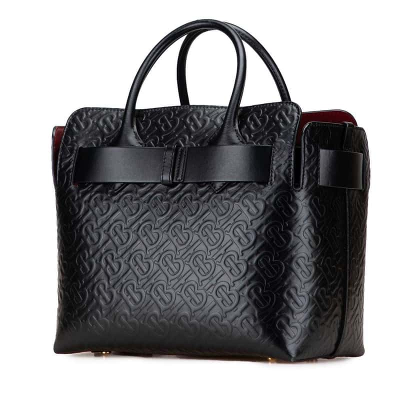 Burberry Small TB Monogram Embossed Leather Belt Bag Black Leather Very good condition - Back View