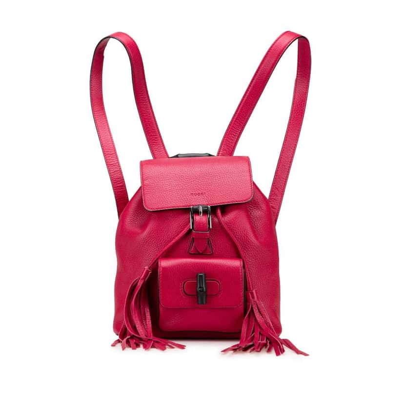 Gucci Leather Bamboo Daily Backpack Pink Leather Very good condition - Front View