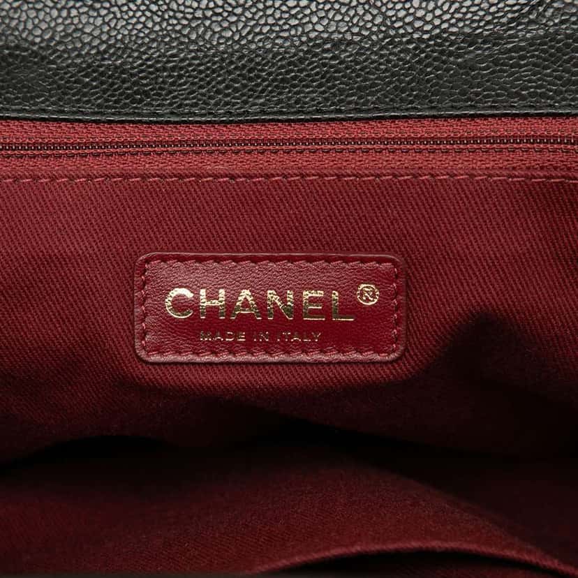 Chanel Quilted Glazed Caviar Frame Tote Black Leather Good condition - Box View