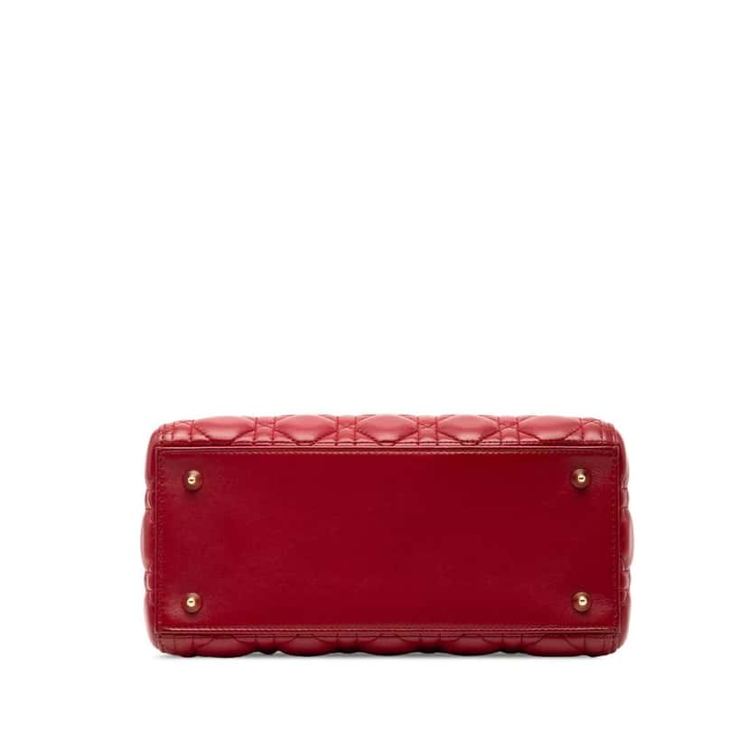 Dior Medium Lambskin Cannage Lady Dior Red Leather Good condition - Inside View