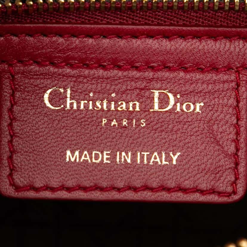 Dior Medium Lambskin Cannage Lady Dior Red Leather Good condition - Box View