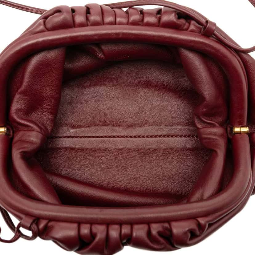 Bottega Veneta Lambskin The Mini Pouch Crossbody Red Leather Good condition - Model View