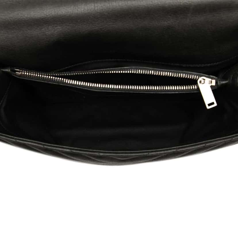 Saint Laurent Large Quilted Chevron Sheepskin College Satchel Black Leather Good condition - Model View