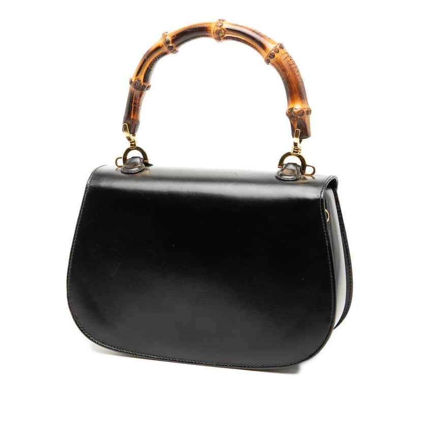 Gucci Calfskin Bamboo Night Black Leather Good condition - Back View