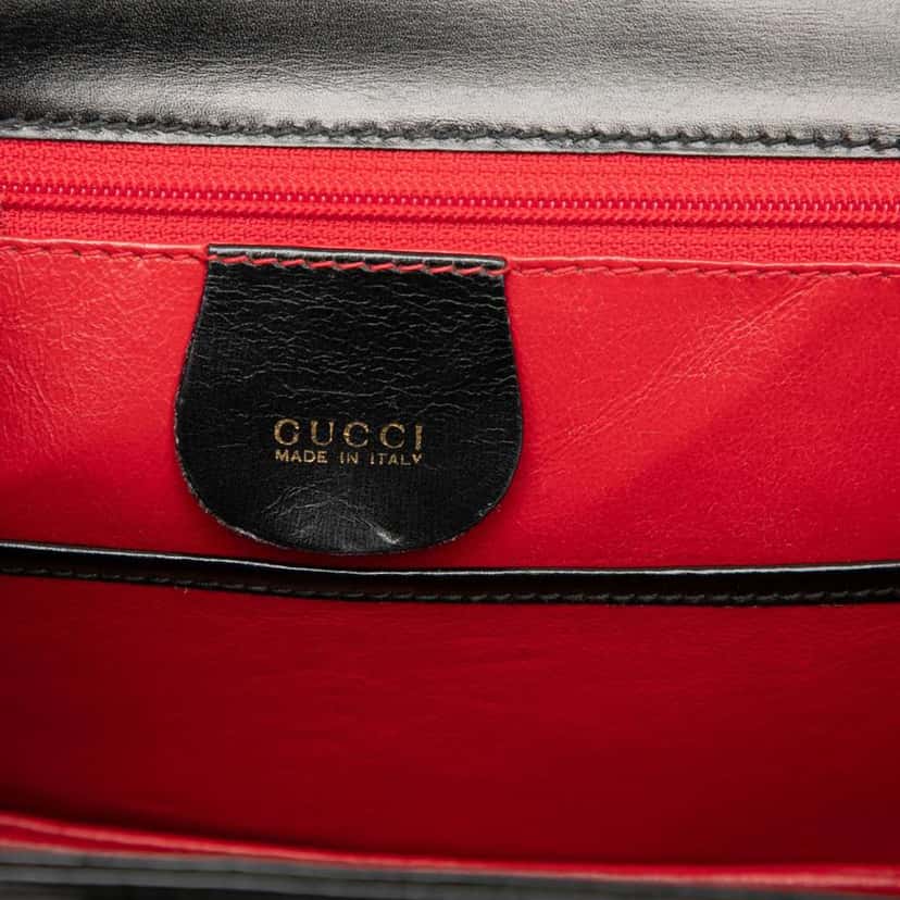 Gucci Calfskin Bamboo Night Black Leather Good condition - Box View