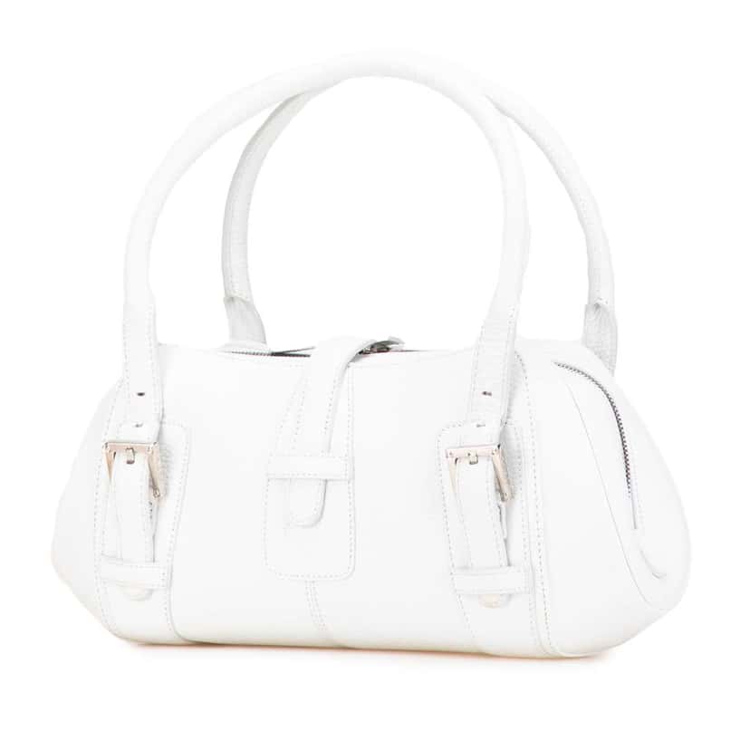 Loewe Leather Senda Handbag White Leather Good condition - Back View