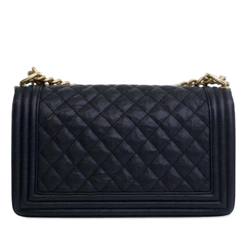 Chanel Old Medium Quilted Caviar Boy Flap Blue Leather Very good condition - Inside View