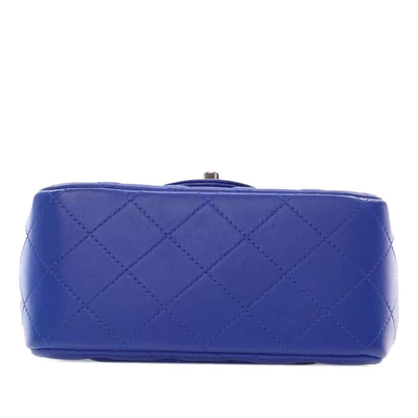Chanel Mini Square Classic Lambskin Single Flap Blue Leather Good condition - Model View