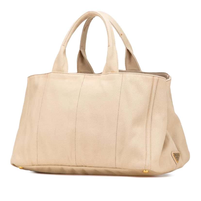 Prada Large Canvas Canapa Logo Satchel Brown Canvas Good condition - Back View