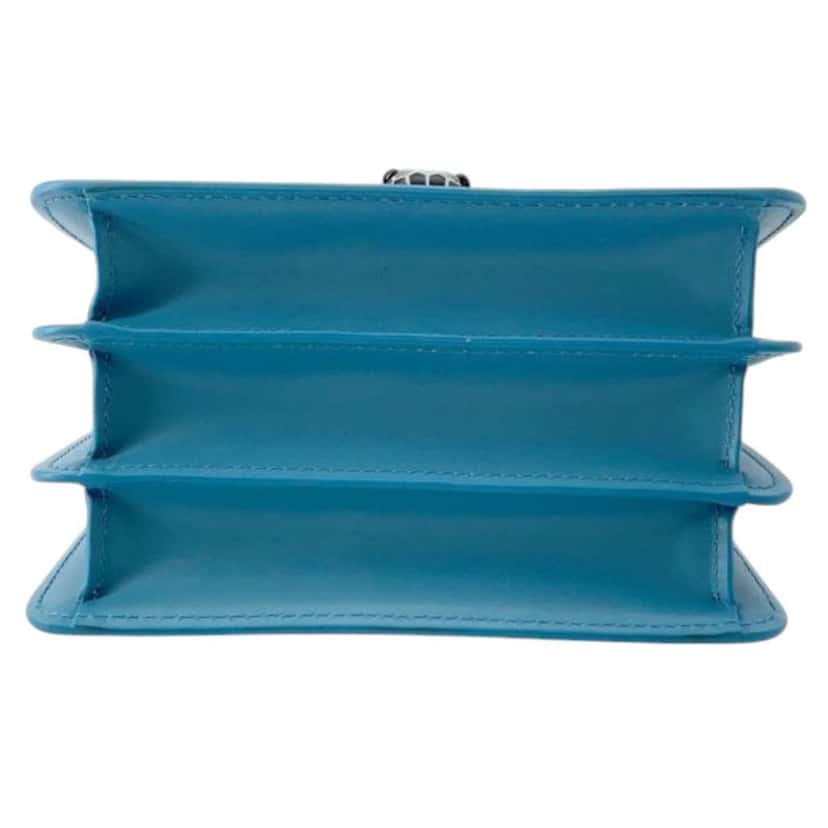 Bvlgari Small Calfskin Serpenti Forever Top Handle Bag Blue Leather Good condition - Inside View