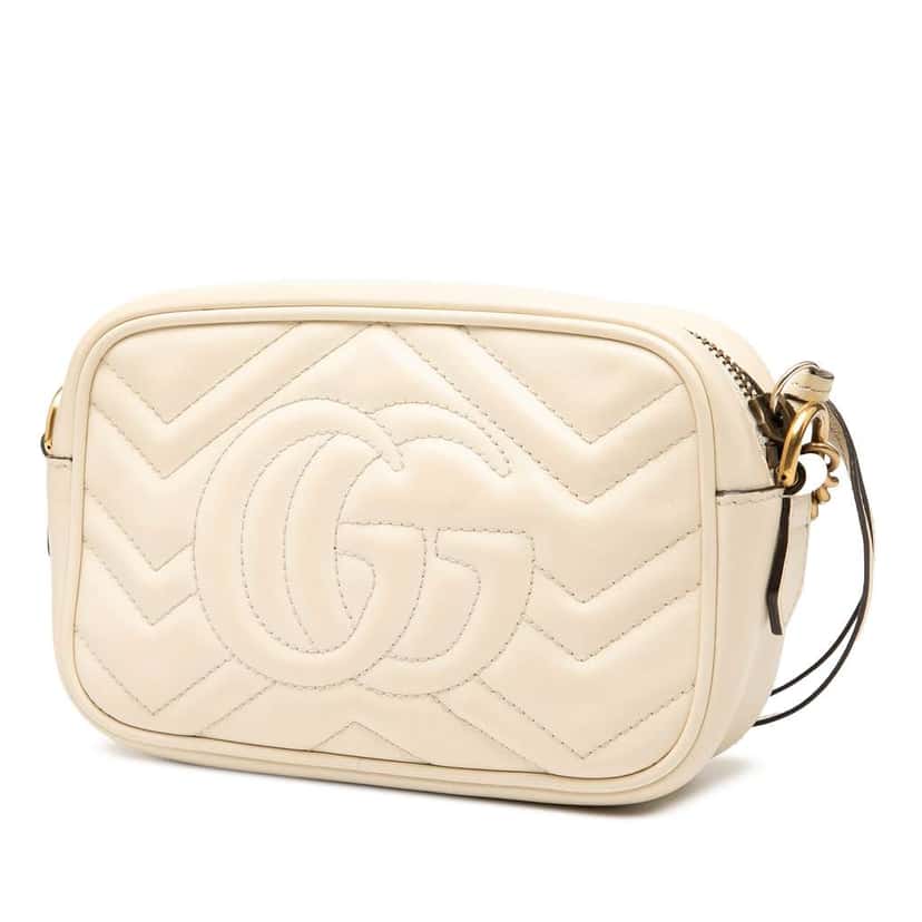 Gucci Mini GG Marmont Matelasse Leather Crossbody White Leather Good condition - Back View