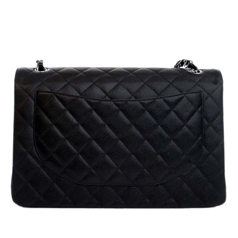 Chanel Maxi Classic Caviar Double Flap Black Leather Good condition - Back View