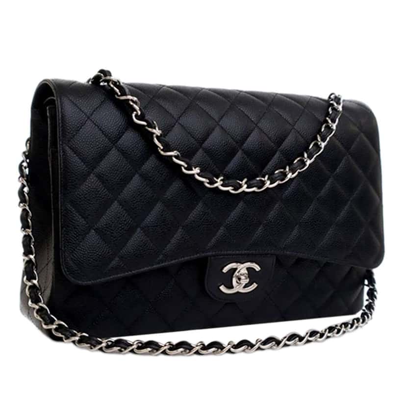Chanel Maxi Classic Caviar Double Flap Black Leather Good condition - Inside View