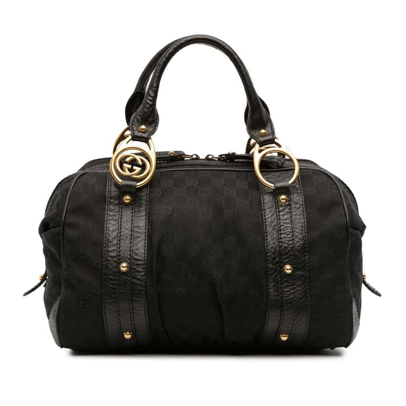 Gucci Medium GG Canvas Interlocking G Boston Bag Black Canvas Good condition - Front View