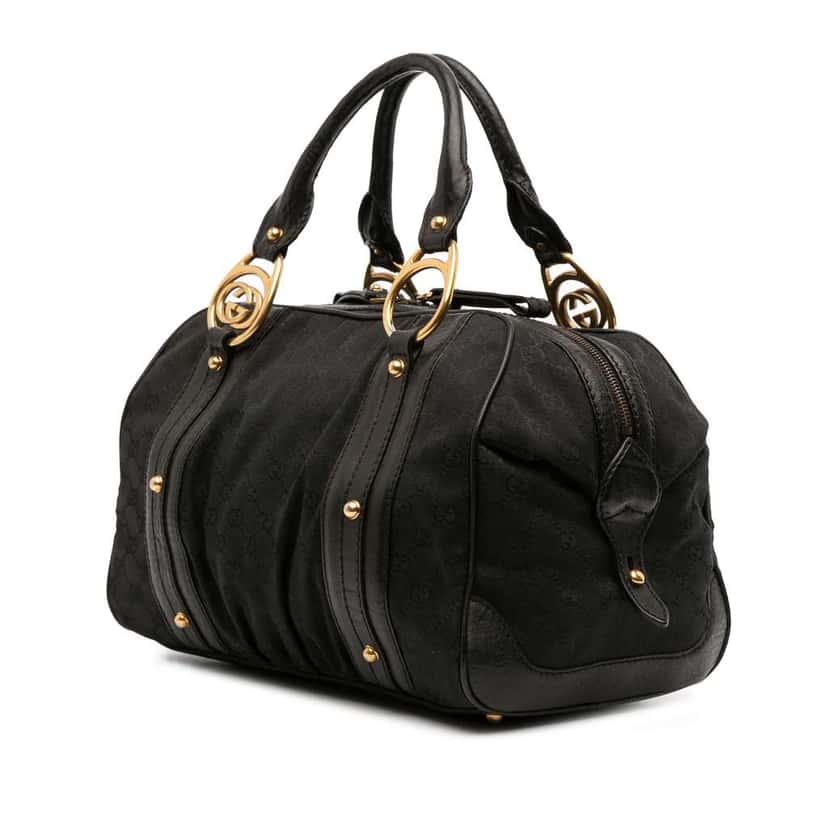 Gucci Medium GG Canvas Interlocking G Boston Bag Black Canvas Good condition - Back View