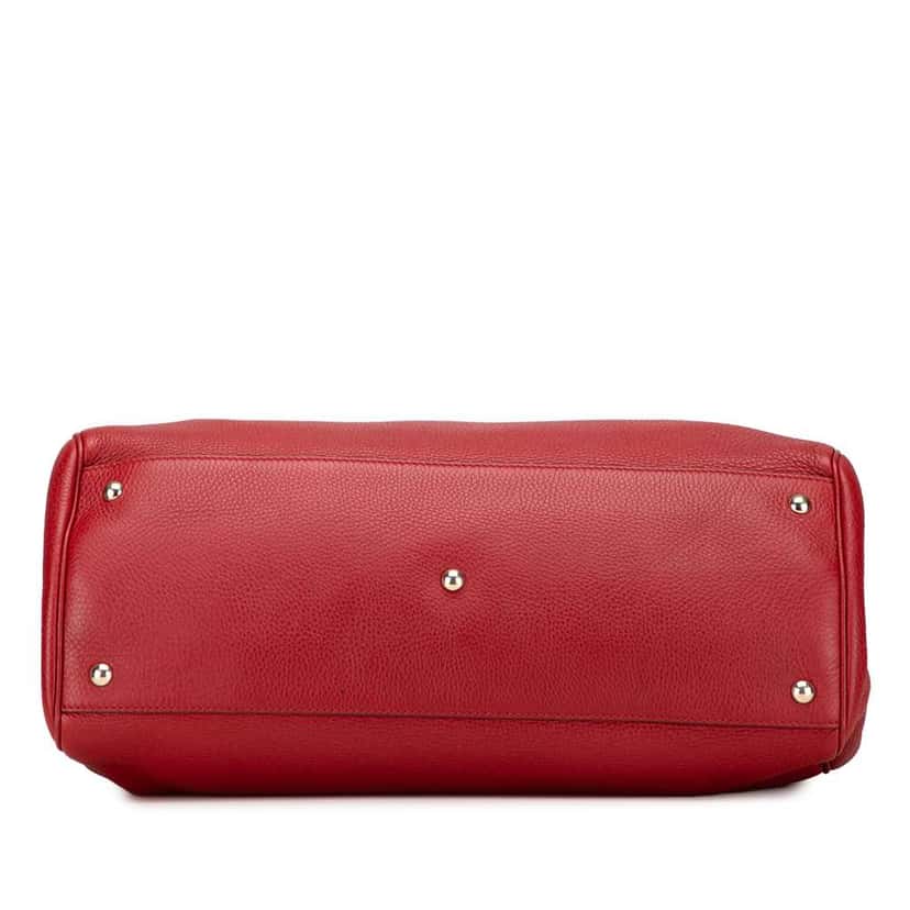 Gucci Large Calfskin Bamboo Shopper Sachel Red Leather Good condition - Inside View