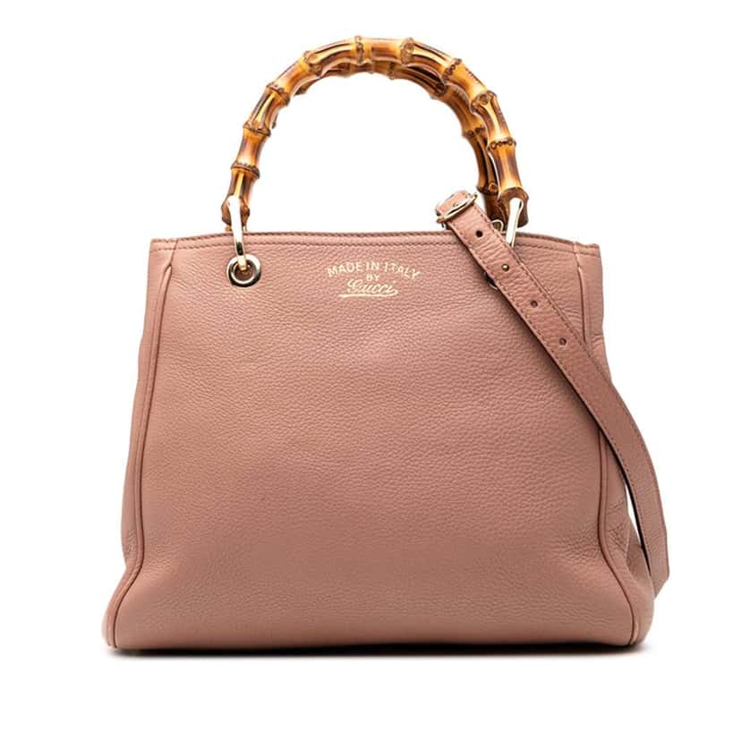 Gucci Small Calfskin Bamboo Shopper Satchel Pink Leather Very good condition - Front View