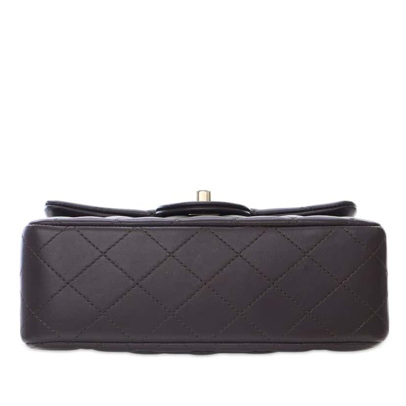 Chanel Mini Rectangular Lambskin Top Handle Flap Brown Leather Good condition - Model View