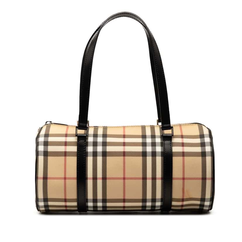Burberry House Check Canvas Barrel Handbag Brown Canvas Good condition - Front View