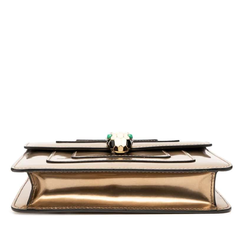 Bvlgari Small Patent Serpenti Forever Crossbody Gold Leather Good condition - Inside View