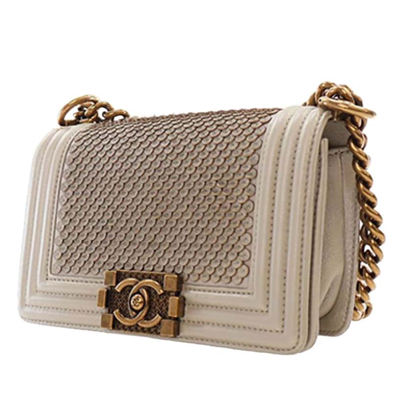Chanel Small Scaled Lambskin Boy Flap Gold Leather Good condition - Back View