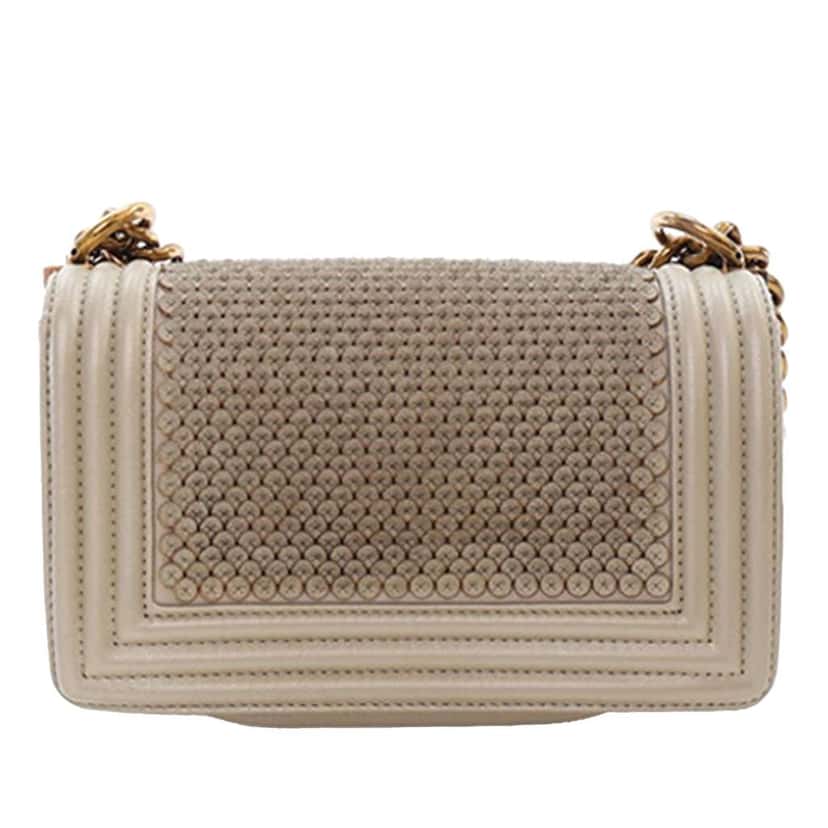 Chanel Small Scaled Lambskin Boy Flap Gold Leather Good condition - Model View