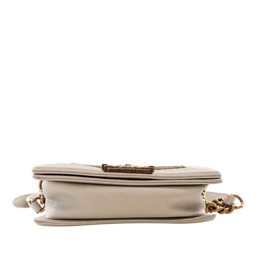 Chanel Small Scaled Lambskin Boy Flap Gold Leather Good condition - Box View