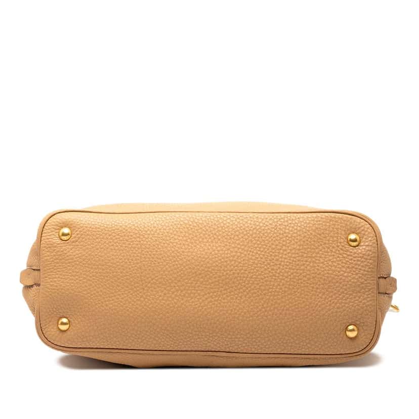 Prada Vitello Daino Side Zip Convertible Tote Brown Leather Very good condition - Inside View