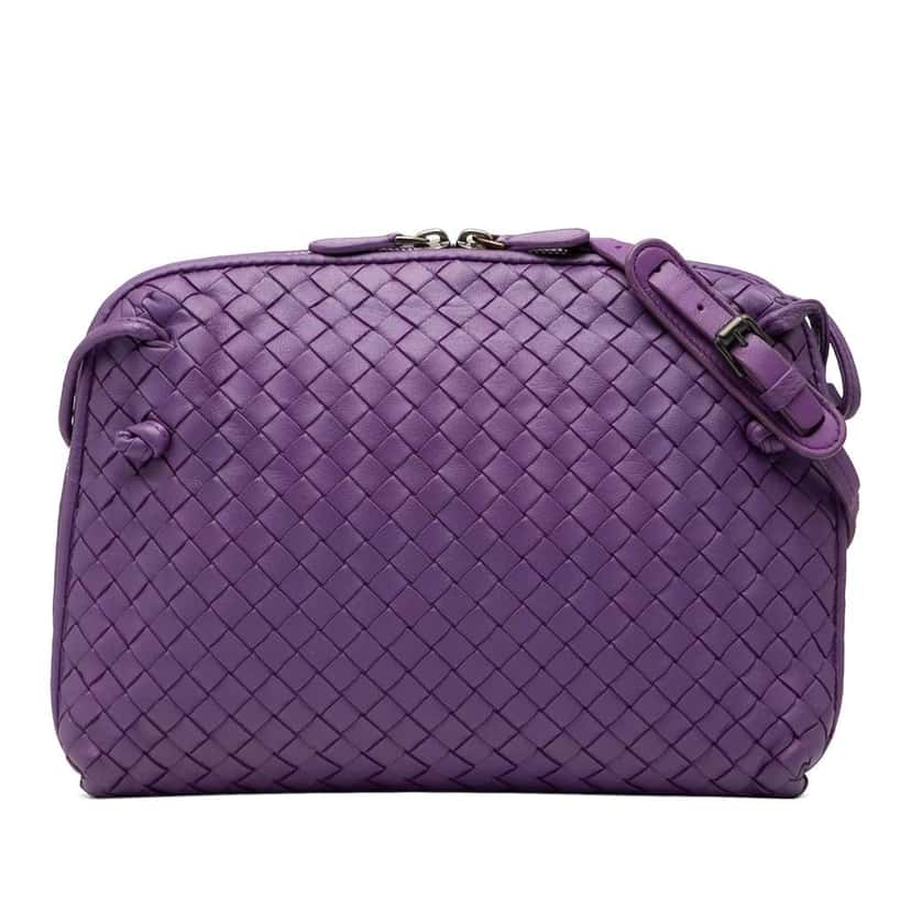 Bottega Veneta Nappa Intrecciato Nodini Crossbody Purple Leather Good condition - Front View