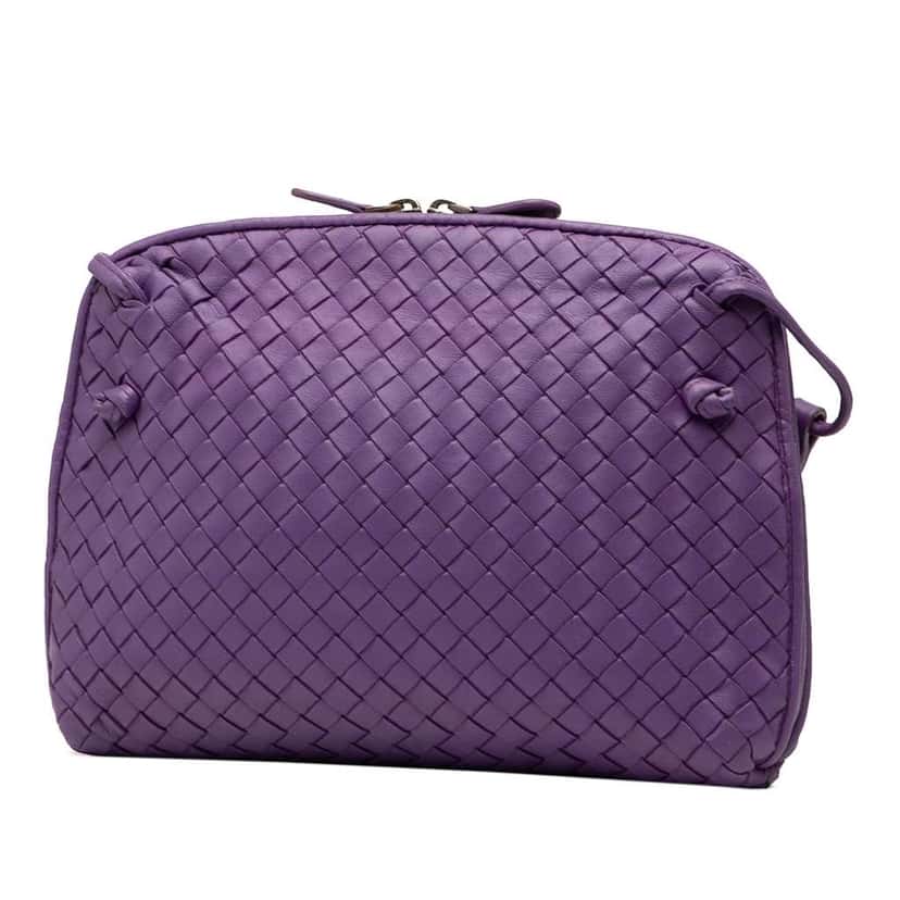 Bottega Veneta Nappa Intrecciato Nodini Crossbody Purple Leather Good condition - Back View