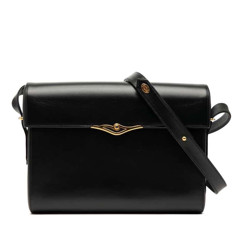 Cartier Leather Sapphire Line Crossbody Black Leather Good condition - Front View
