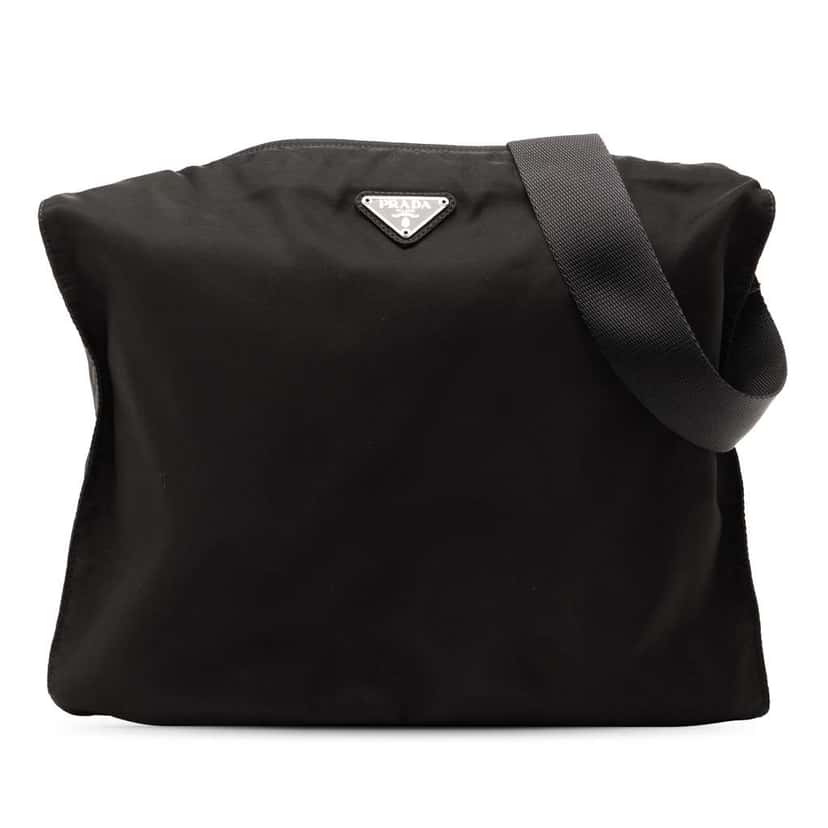 Prada Tessuto Zip Top Crossbody Black Good condition - Front View