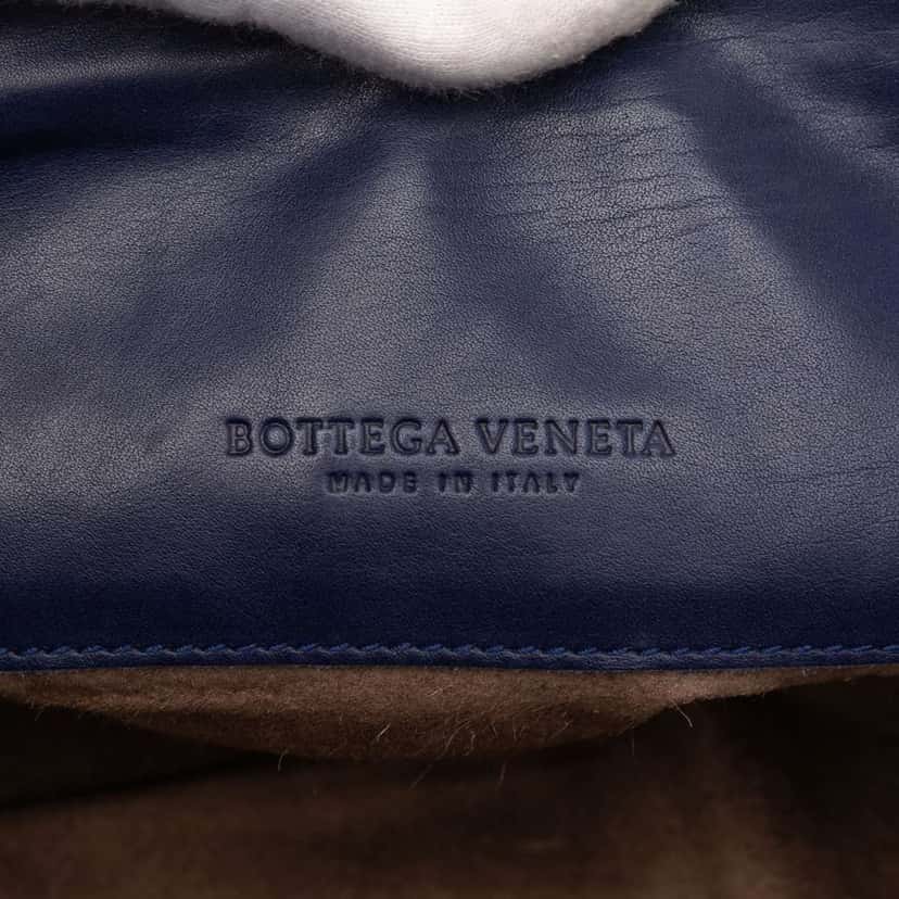 Bottega Veneta Nappa Intrecciato Flap Crossbody Blue Leather Good condition - Box View