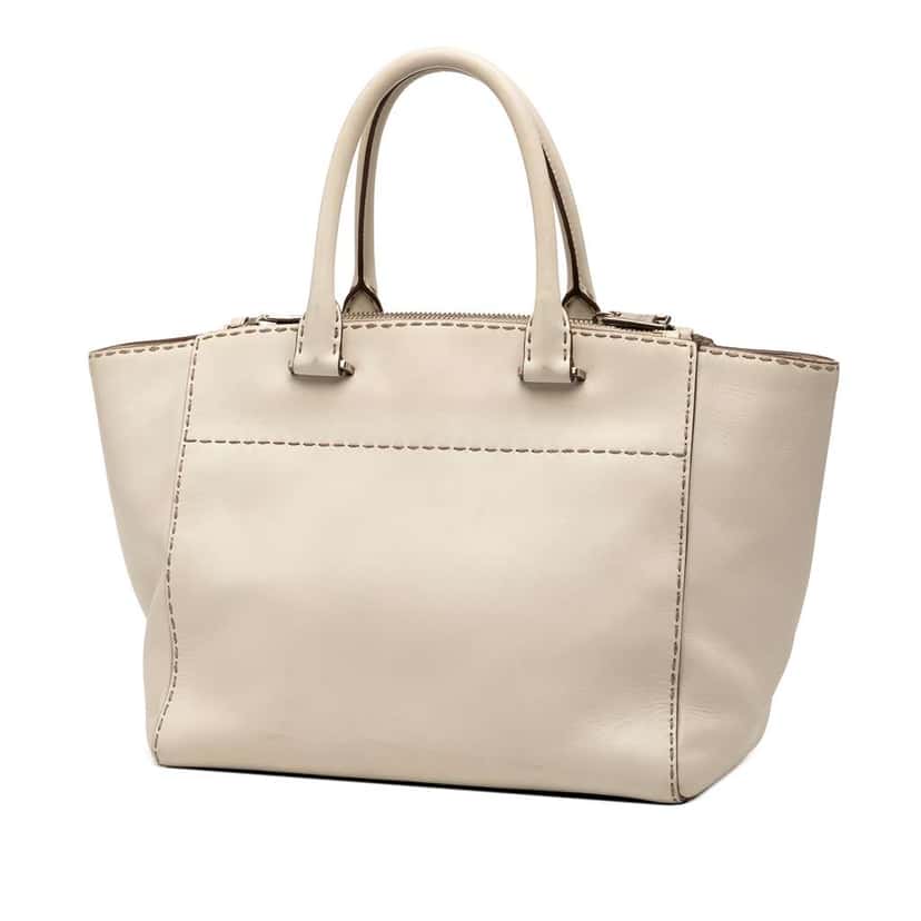 Prada City Calf Stitched Twin Pocket Satchel Brown Leather Very good condition - Back View