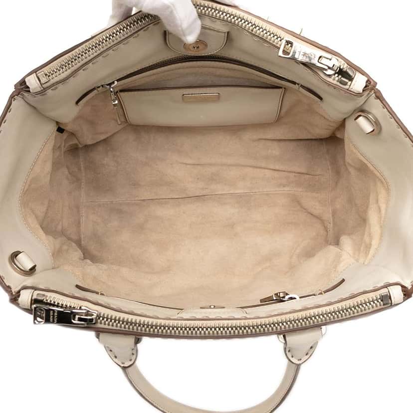 Prada City Calf Stitched Twin Pocket Satchel Brown Leather Very good condition - Model View