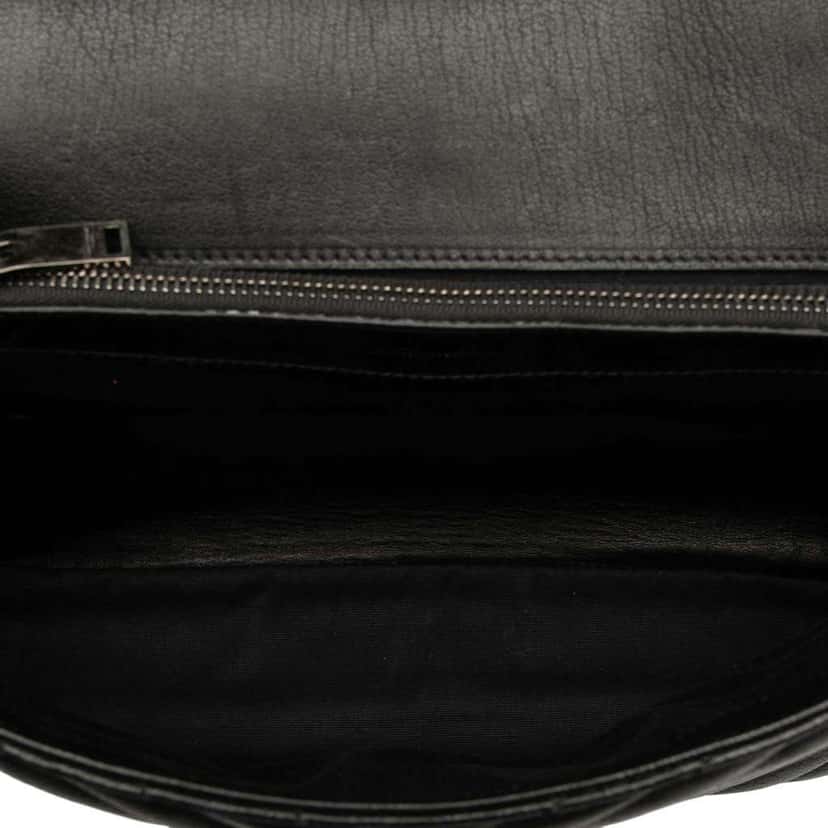 Saint Laurent Large Chevron Sheepskin Monogram College Bag Black Leather Good condition - Model View
