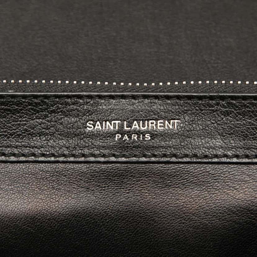 Saint Laurent Large Chevron Sheepskin Monogram College Bag Black Leather Good condition - Box View