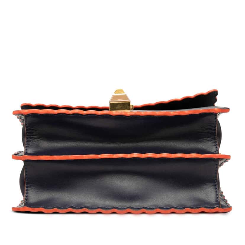 Fendi Small Scalloped Leather Kan I Crossbody Blue Leather Good condition - Inside View