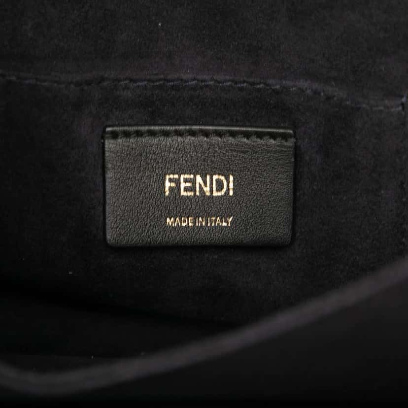 Fendi Small Scalloped Leather Kan I Crossbody Blue Leather Good condition - Box View