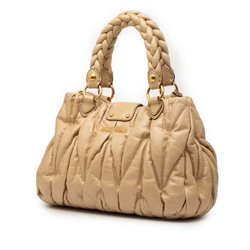 Miu Miu Matelasse Lambskin Satchel Brown Leather Good condition - Back View