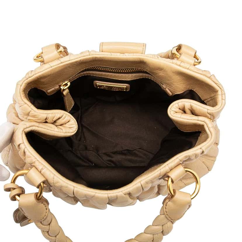 Miu Miu Matelasse Lambskin Satchel Brown Leather Good condition - Model View