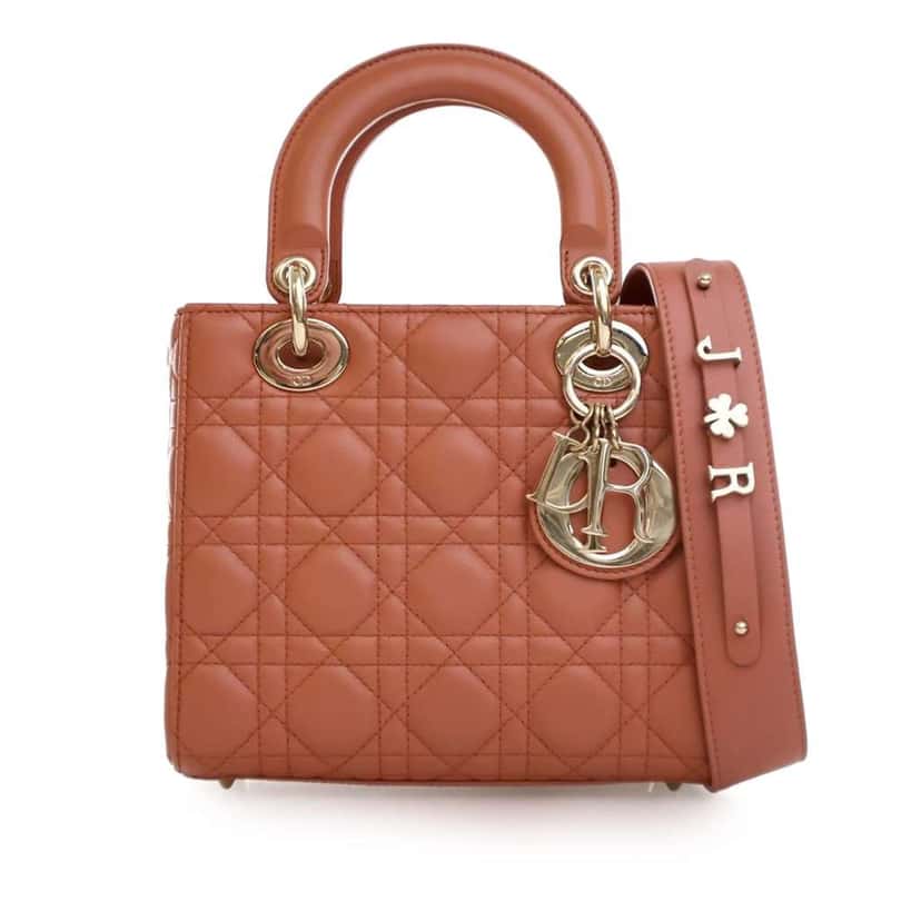 Dior Small Lambskin Cannage MyABCDior Lady Dior Orange Leather Good condition - Front View