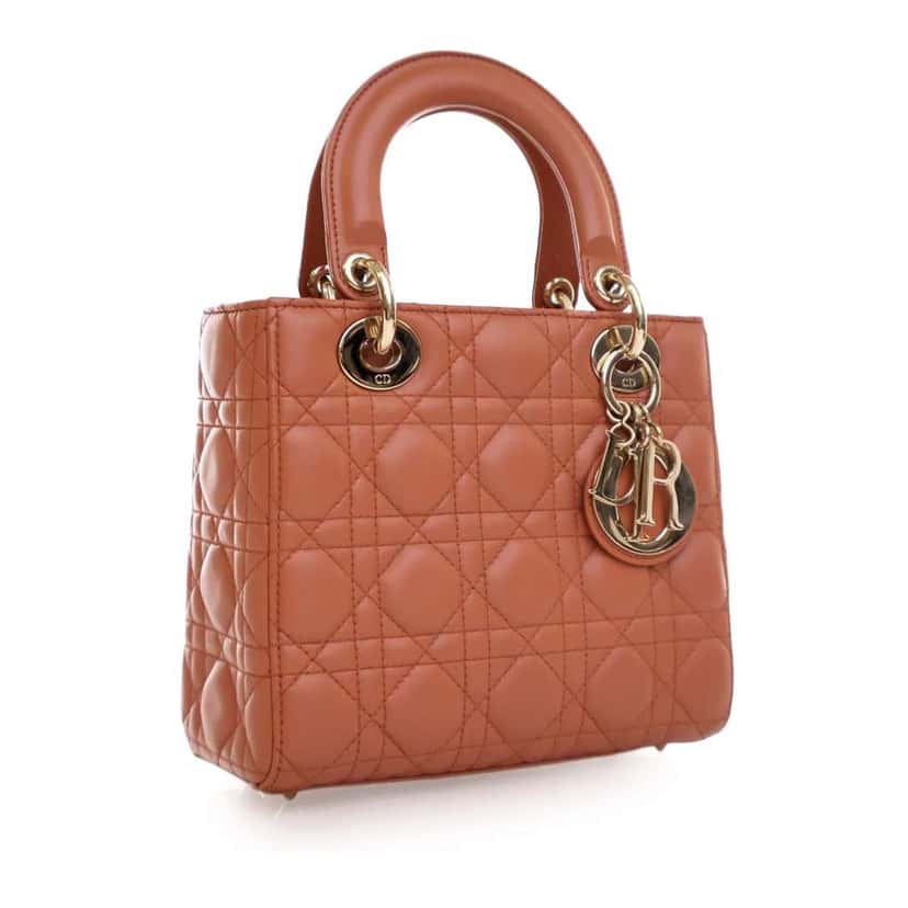 Dior Small Lambskin Cannage MyABCDior Lady Dior Orange Leather Good condition - Inside View
